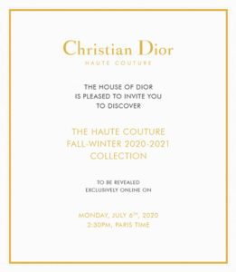 DIOR Haute Couture Fall/Winter 2020/2021: Live Stream at 7.30 PM, Jakarta  Time (06 July 2020), Sugar & Cream