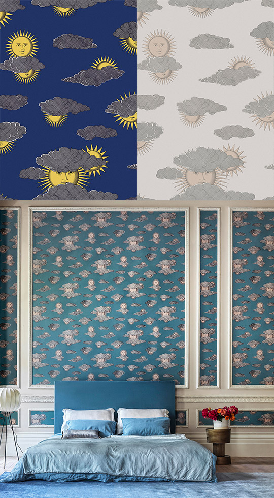 Quirky cloakroom with Acquario Cole  Son wallpaper  Stone  Chrome