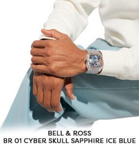 BELL ROSS BR 01 CYBER SKULL SAPPHIRE ICE BLUE